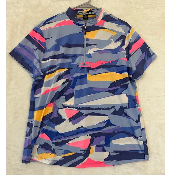 Jamie Sadock Golf Polo Top XL Colorful Artsy Performance - Picture 1 of 8